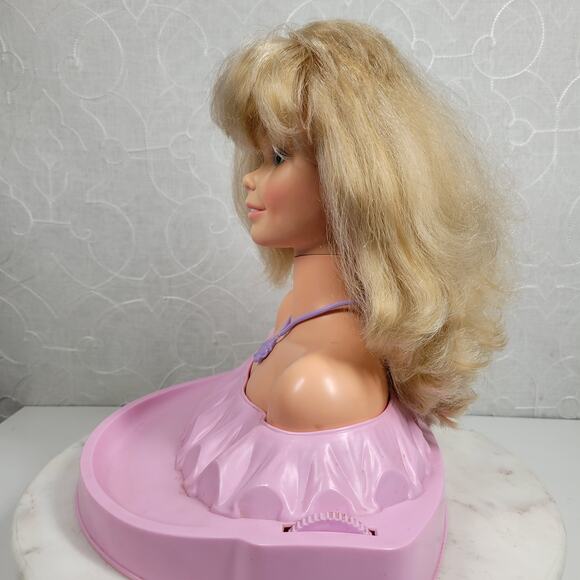 Vtg Barbie Style Me Doll Head Toy 12" Pink Shampoo Bottle Twisting 1983 Mattel - Picture 13 of 16